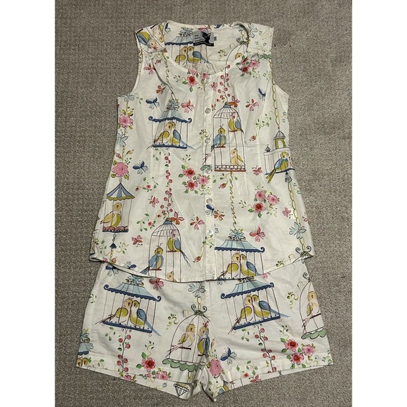 The Cats Pajamas Other - Vintage The Cat's Pajamas Short Set Button Front Birds Short Sleeve Rare‎